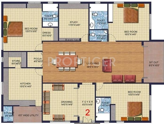 Sri Fortune Enclave (3BHK+3T (3,420 sq ft)   Study Room 3420 sq ft)