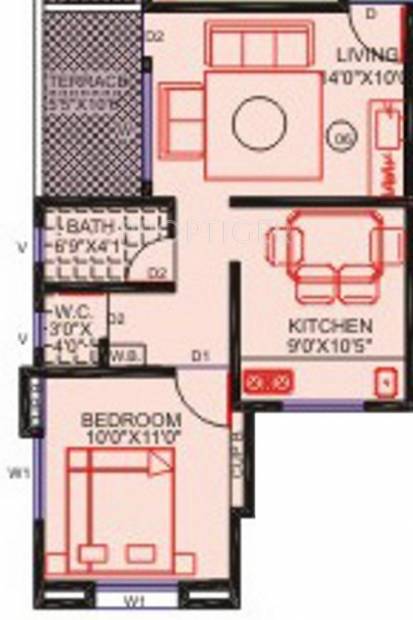 Acumen Aishwarya (1BHK+1T (593 sq ft) 593 sq ft)