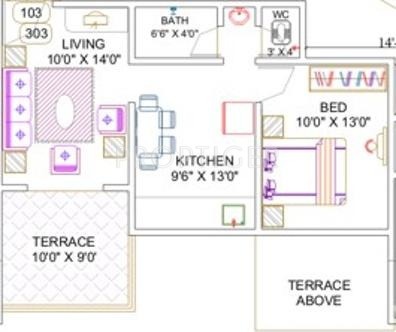 A P Akshay Glory (1BHK+1T (623 sq ft) 623 sq ft)