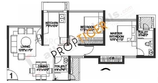 Rustomjee Urbania Athena (2BHK+2T (1,065 sq ft) 1065 sq ft)