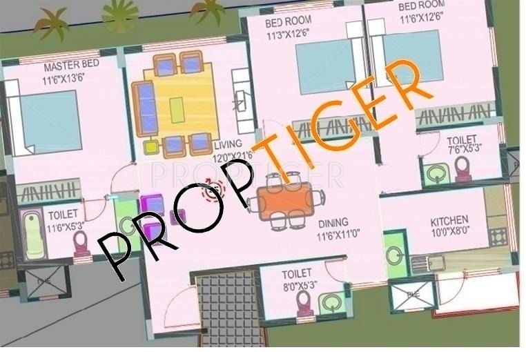PROPZONE Sree Utopia Floor Plan (3BHK+3T)