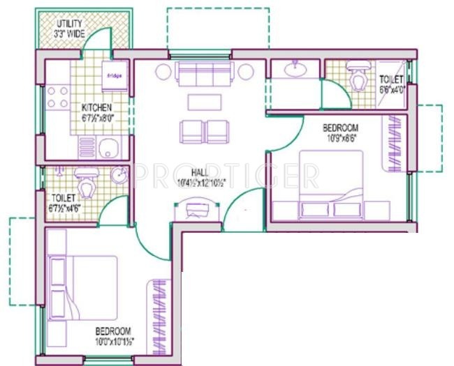 Harmony Upper Crest II (2BHK+2T (698 sq ft) 698 sq ft)