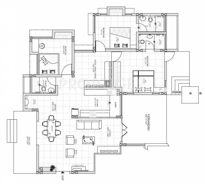 B&B Ruby (3BHK+3T (1,906 sq ft) 1906 sq ft)