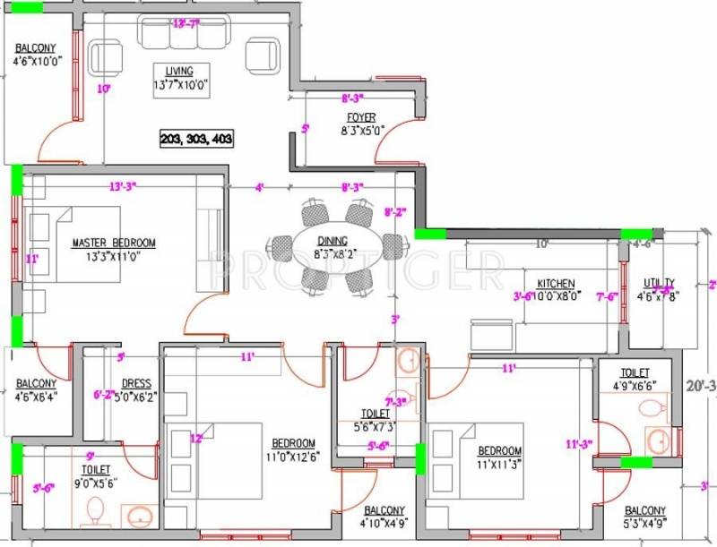 CMRS Radha Krishna Enclave (3BHK+3T (1,548 sq ft) 1548 sq ft)