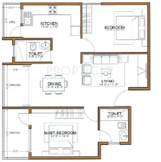 Shri Aster (2BHK+2T (1,071 sq ft) 1071 sq ft)