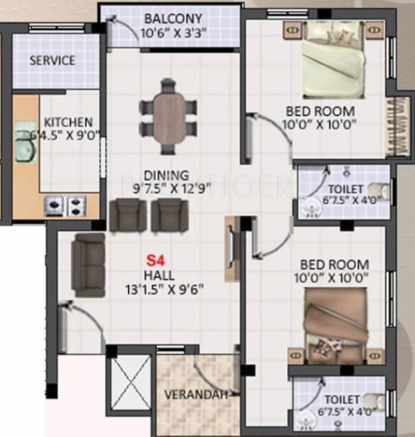 Sri Durga Aarna (2BHK+2T (912 sq ft) 912 sq ft)