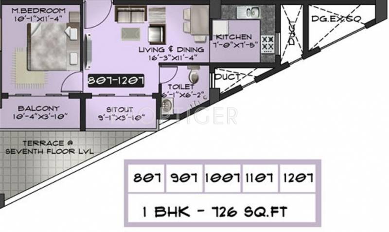 Ramky Atlanits (1BHK+1T (726 sq ft) 726 sq ft)
