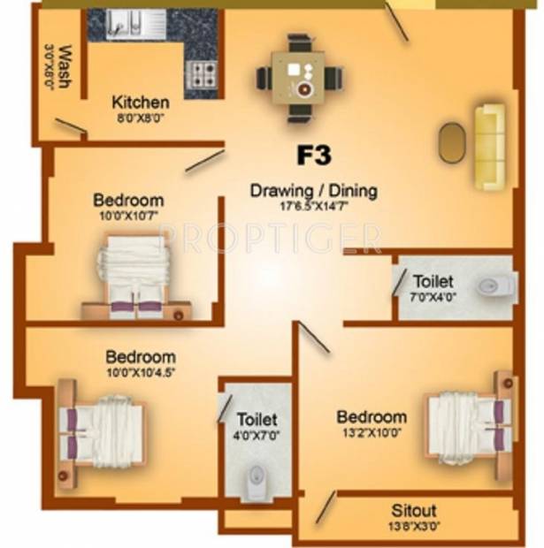 Sivakumar Siva Flats B Block (3BHK+2T (1,070 sq ft) 1070 sq ft)