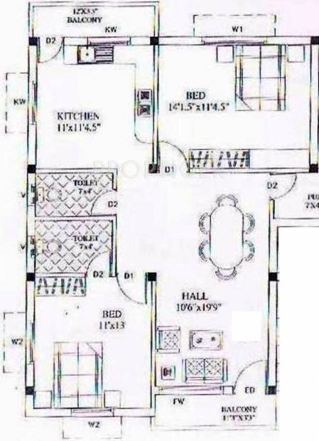Naveen Square (2BHK+2T (1,133 sq ft) 1133 sq ft)