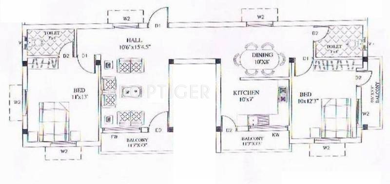 Naveen Square (2BHK+2T (1,167 sq ft) 1167 sq ft)