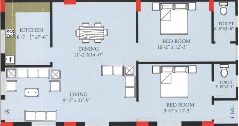 Octagon Kashish Apartment (2BHK+2T (1,120 sq ft) 1120 sq ft)