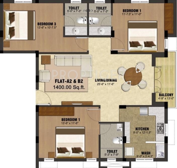 Ceebros Sri Lakshmi (3BHK+3T (1,400 sq ft) 1400 sq ft) Ceebros Sri Lakshmi (3BHK+3T (1,400 sq ft) 1400 sq ft)
