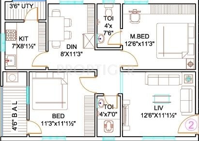  Orchidz (2BHK+2T (1,000 sq ft) 1000 sq ft)