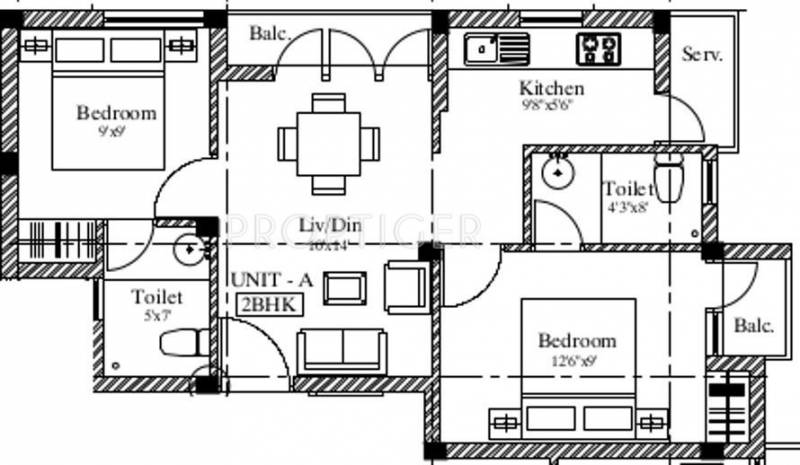 SVM Tulip (2BHK+2T (942 sq ft) 942 sq ft)