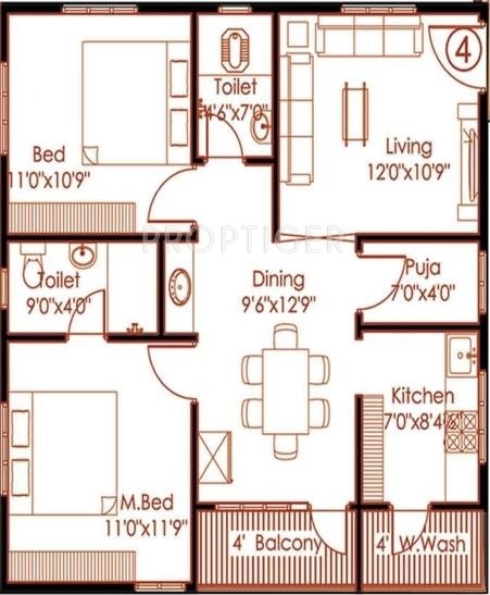  Sapphire (2BHK+2T (1,020 sq ft) 1020 sq ft)