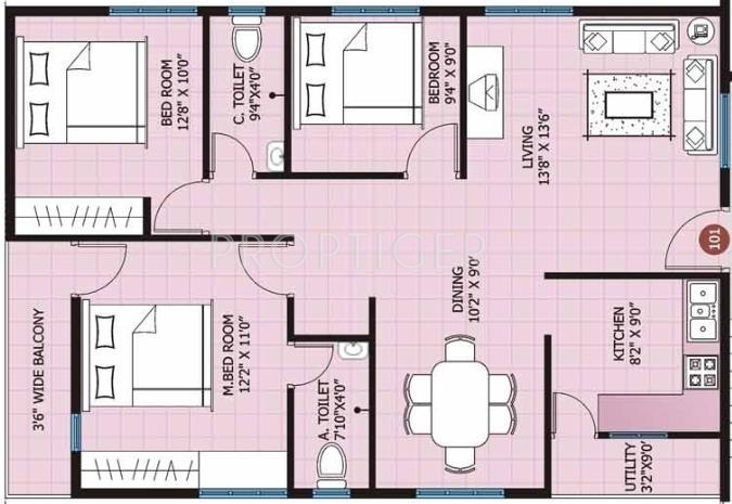 Pragathi Sindhoor (3BHK+2T (1,210 sq ft) 1210 sq ft)