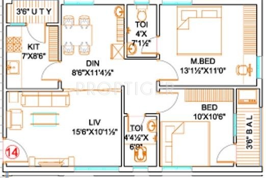  MK Grand (2BHK+2T (1,000 sq ft) 1000 sq ft)