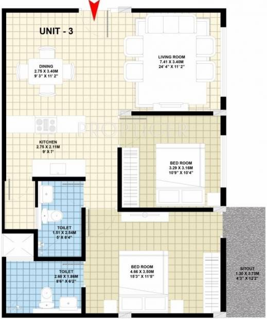 MSR MSR Dew Drops (2BHK+2T (1,115 sq ft) 1115 sq ft)