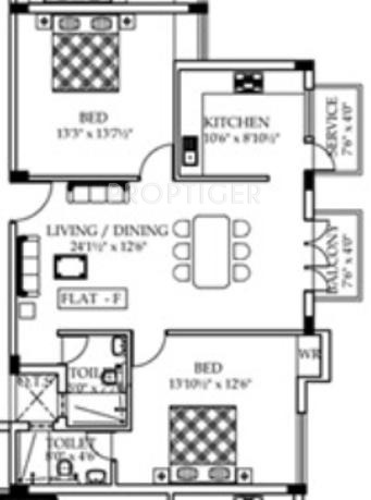 Priya VSR Paradise Phase 3 (2BHK+2T (1,230 sq ft) 1230 sq ft)