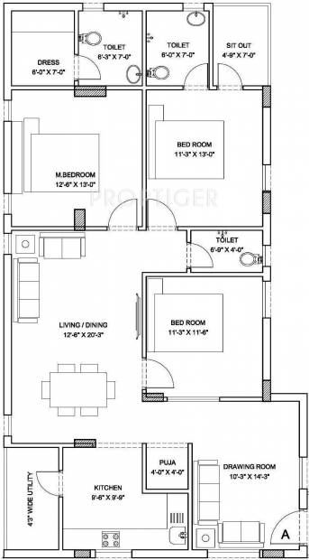 Pradeep Srinilaya Sterling Court (3BHK+3T (1,678 sq ft)   Pooja Room 1678 sq ft)