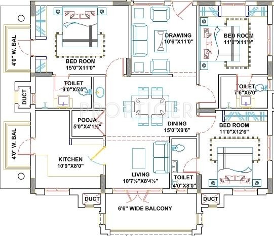 Aditya Empress Heights (3BHK+3T (1,720 sq ft) + Pooja Room 1720 sq ft)