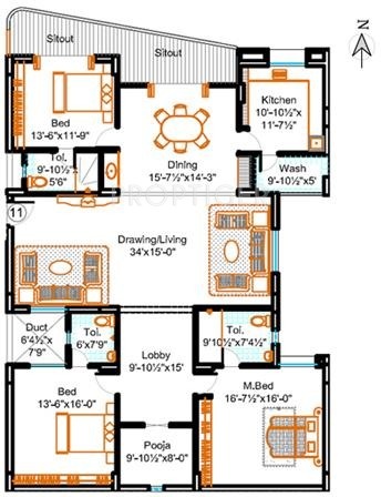 Prapurna Shantham (3BHK+3T (3,010 sq ft)   Pooja Room 3010 sq ft)
