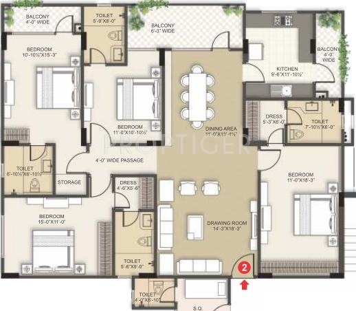 Siddha Basil (4BHK+4T (2,687 sq ft)   Servant Room 2687 sq ft)
