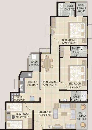 Sahjanand Dev Krupa Crystal (3BHK+3T (1,233 sq ft) 1233 sq ft)
