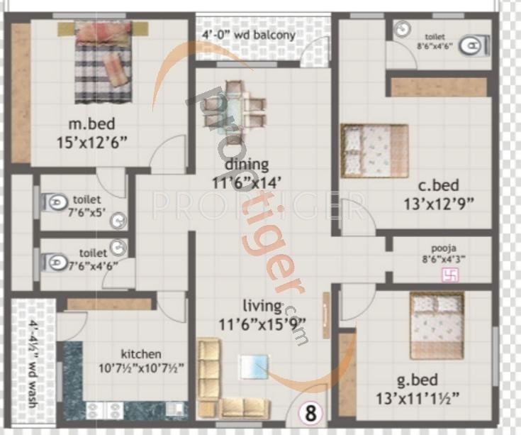 Saishakti Ashoka Springfields (3BHK+3T (1,768 sq ft)   Pooja Room 1768 sq ft)