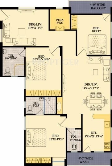 EAPL Shri Tirumala Prestige (3BHK+3T (1,881 sq ft) + Pooja Room 1881 sq ft)