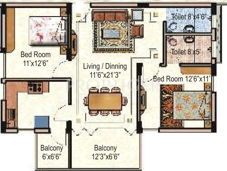 Olbee Regent Park (2BHK+2T (1,230 sq ft) 1230 sq ft)