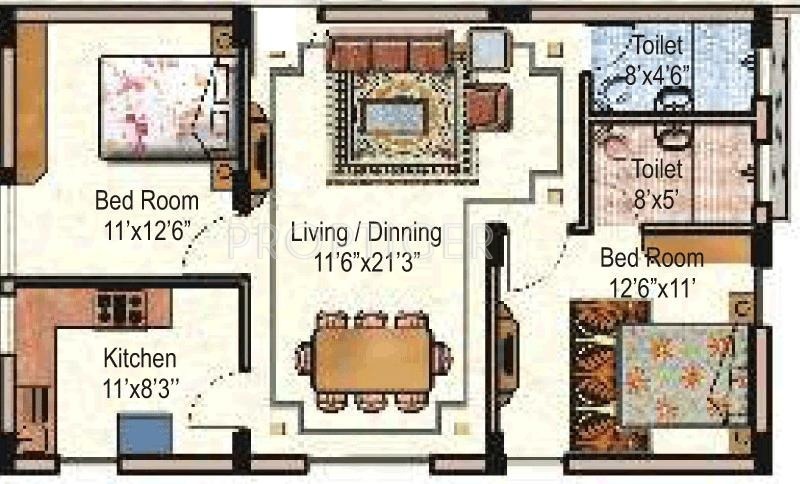 Olbee Regent Park (2BHK+2T (1,075 sq ft) 1075 sq ft)