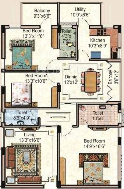 Olbee Regent Park (3BHK+3T (1,885 sq ft) 1885 sq ft)