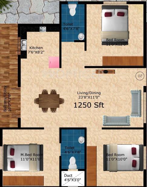 Kumari Brundavan (3BHK+2T (1,250 sq ft) 1250 sq ft)