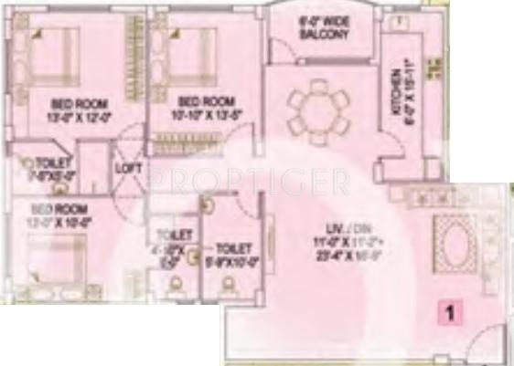 Ganges Baalajee Ganges (3BHK+3T (1,812 sq ft) 1812 sq ft)