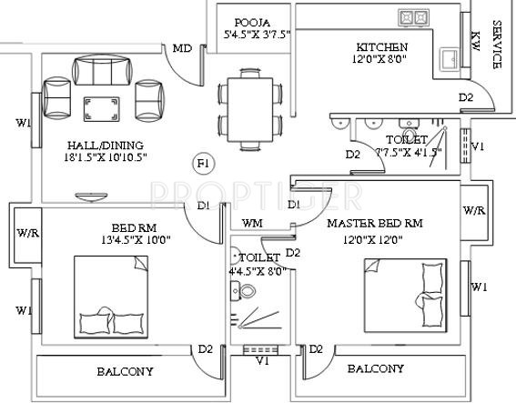Sree Guru Vadhana (2BHK+2T (1,090 sq ft)   Pooja Room 1090 sq ft)