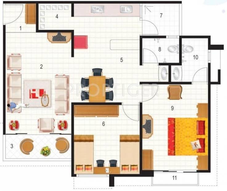 Rushabhdev Sharan Residency 2 (2BHK+2T (1,233 sq ft) 1233 sq ft)