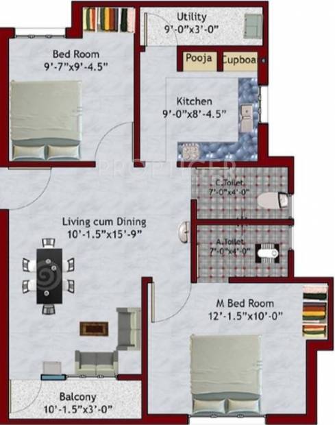 Shree Seema Flats (2BHK+2T (839 sq ft) 839 sq ft)