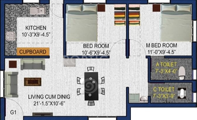 Shree Dhana Manthra Flats (2BHK+2T (841 sq ft) 841 sq ft)