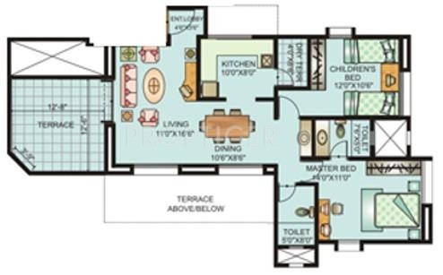 OM The Island (2BHK+2T (1,135 sq ft) 1135 sq ft)