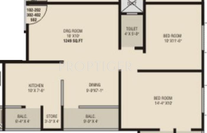 Dev Group Dev 181 (2BHK+1T (1,006 sq ft) 1006 sq ft)