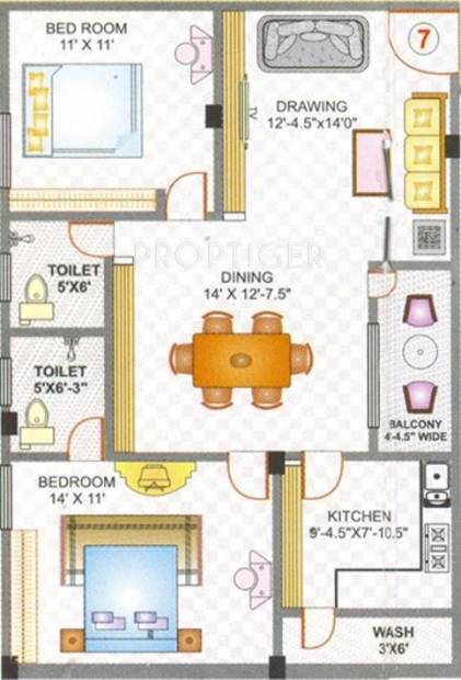 Lakshmi Majestic Plaza (2BHK+2T (1,091 sq ft) 1091 sq ft)