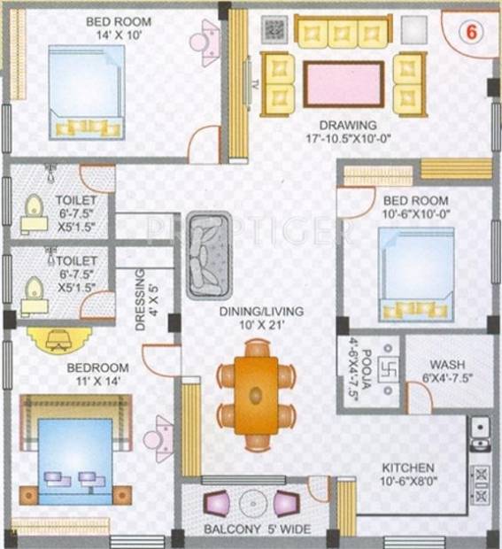 Lakshmi Majestic Plaza (3BHK+2T (1,470 sq ft)   Pooja Room 1470 sq ft)