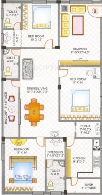 Lakshmi Majestic Plaza (3BHK+3T (1,741 sq ft)   Pooja Room 1741 sq ft)