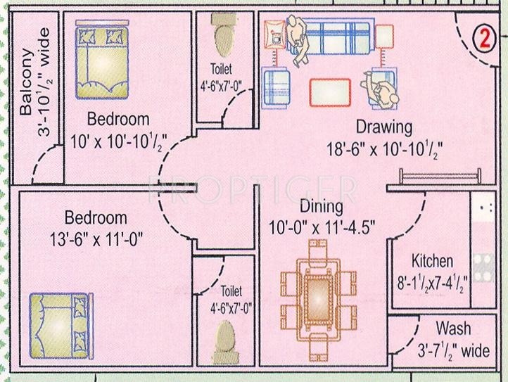Lakshmi Marvel (2BHK+2T (1,103 sq ft) 1103 sq ft)