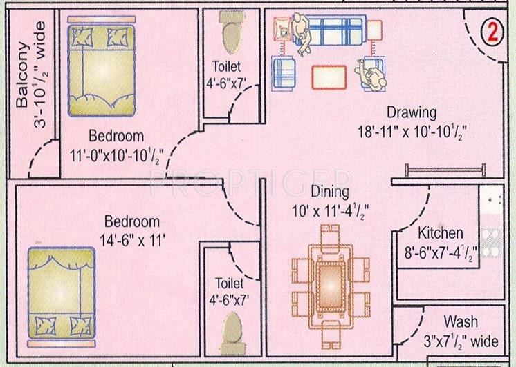 Lakshmi Marvel (2BHK+2T (1,144 sq ft) 1144 sq ft)