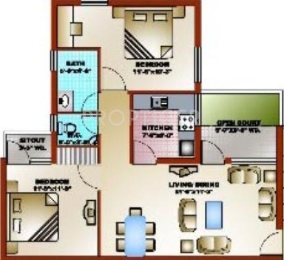 Ansal Aastha (2BHK+2T (908 sq ft) 908 sq ft)