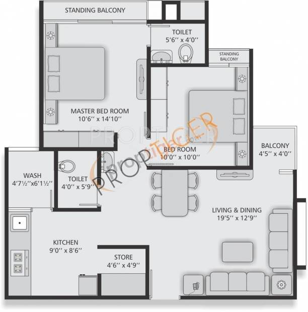 RBM Residency (2BHK+2T (989 sq ft) 989 sq ft)