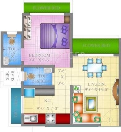 KT Group Ruby Chs Ltd Floor Plan (1BHK+1T)