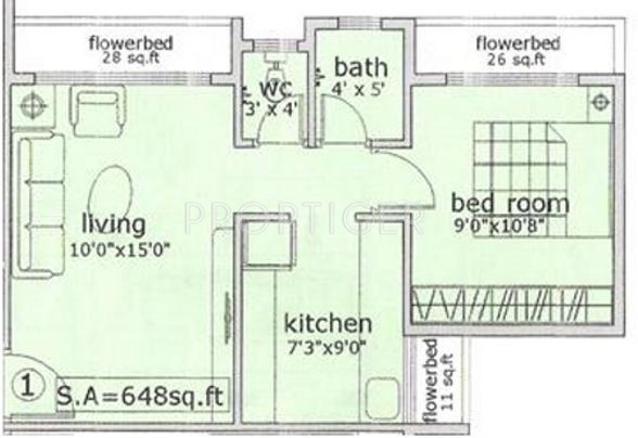 Satyam Paradise (1BHK+1T (648 sq ft) 648 sq ft)
